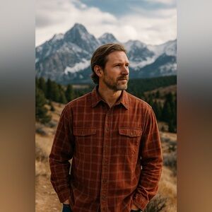 Magellan Sportswear Plaid Button-Up Flannel Shirt | Brown | Size L Rustic Fall